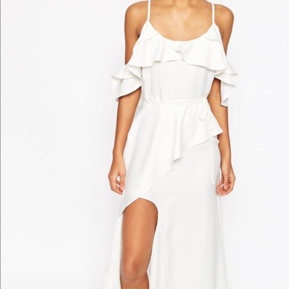 ASOS Green Cold Shoulder Ruffle Maxi Dress 💚👗 - Picture 5 of 6